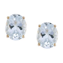 14k Yellow Gold Aquamarine Stud Earrings
