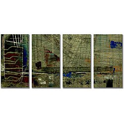 Ruth Palmer 'Green Feeling' 4-piece Metal Wall Art Set