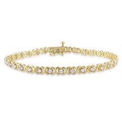 Miadora 10k Yellow Gold 1ct TDW Diamond Tennis Bracelet (I-J, I2-I3)