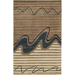 Hand-knotted Mandara Multi-colored Wool Rug (5' x 7'6)