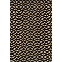 Hand-knotted Mandara Gold Geometric Wool Rug (5' x 7'6)