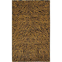 Hand-knotted Mandara Tiger Print Wool Rug (5' x 7'6)