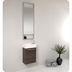 Fresca Pulito Oak Stainless Steel Tall Mirror Bathroom Vanity