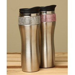 Travel Mugs - Gibson Glamstone Embellished Travel Mugs (Pack of 2)