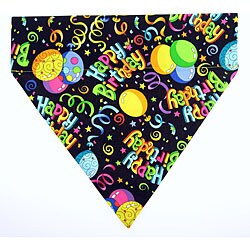Ruff Stuff USA Black Happy Birthday Dog Collar Bandana