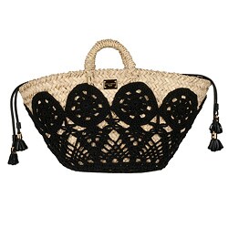 Dolce & Gabbana Crochet Detail Wicker Tote Bag
