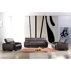 Modern Black Leather 3-piece Sofa Set