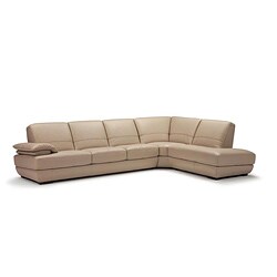 Beige Leather 2-piece Sectional Sofa