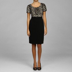 Tahari ASL Women's Short-sleeve Leopard Twofer Dress.