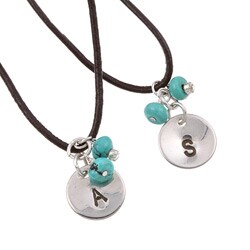 Aspiring Impressions Sterling Silver Monogram Turquoise Necklace