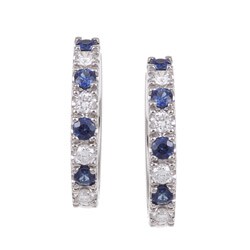 14k White Gold Sapphire and 2/5ct TDW Diamond Earrings (G-H, SI1-SI2)