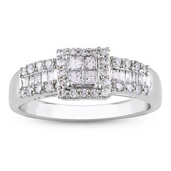 14k White Gold 1/2ct TDW Diamond Halo Engagement Ring (G-H, I1-I2)