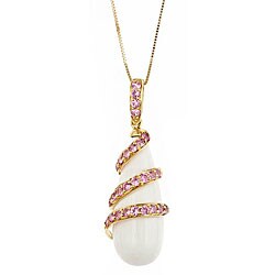 Dyach 14k Yellow Gold White Agate and Pink Sapphire Necklace
