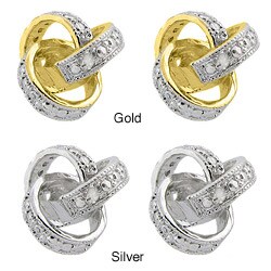 Sterling Silver Diamond Accent Knot Earrings