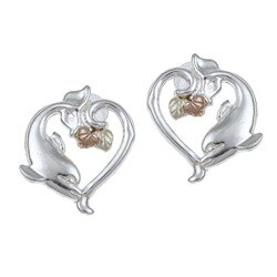 Black Hills Gold on Sterling Silver Dolphin Earrings