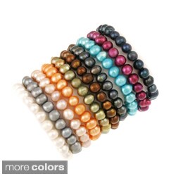 Glitzy Rocks Colored Freshwater Pearl Stretch Bracelet (8-9 mm)
