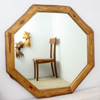Special Offers Teak Wood Walnut Oil Finish Octagon Mirror (Thailand)
