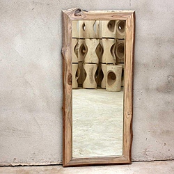 Teak Wood White Oil Rectangular Floor MIrror (Thailand)