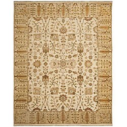 Pakistani Hand-knotted Peshawar Ivory/ Beige Wool Rug (8' x 10')