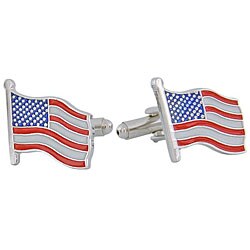 Rhodium Wave Your Flag Cuff Links