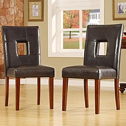 ETHAN HOME Alsace Dark Brown Faux Leather Side Chairs (Set of 2)
