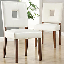 Calvados Faux Leather White Side Chairs (Set of 2)
