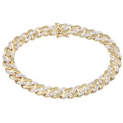 Men's 18k Gold Over Silver Diamond Accent Link Bracelet
