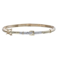 10k Yellow Gold Diamond Accent Buckle Design Bangle Bracelet