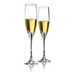Waterford Ballet Ribbon Silver Stem Toasting Flutes (Set of 2)