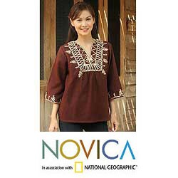 Cotton 'Earth Dance' Blouse (Thailand)