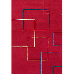 Hand-tufted Metro Red Wool Rug (8' x 10')