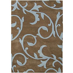 Hand-tufted Sabrina Brown Wool Rug (5' x 8')