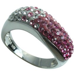 Sterling Silver White and Pink Crystal Fashion Ring