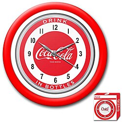 Coca-Cola 12-inch with White Neon 1950's Style Coke Clock