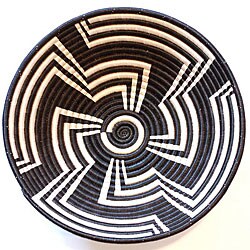 Plant Fiber Black and White Plateau Basket (Rwanda)