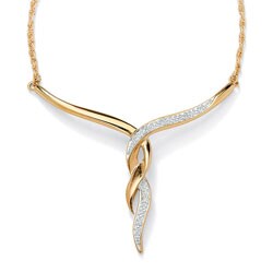 18k Gold over Sterling Silver Diamond Accent Swirl Necklace