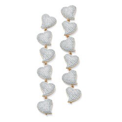 18k Gold over Sterling Silver Diamond Pave Heart Earrings