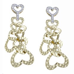 Ultimate CZ 14k Gold Overlay Cubic Zirconia Hammered Heart Earrings