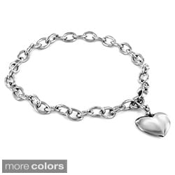 Stainless Steel Polished Heart Charm Bracelet