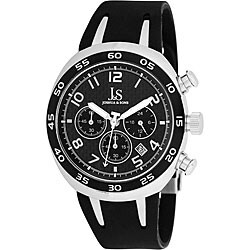 Joshua & Sons Men's Black Chronograph Carbon Fiber Strap Watch.