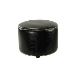 Crocodile-print Black Leather Ottoman