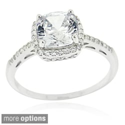 ... Stonez Sterling Silver Square-cut Cubic Zirconia Engagement-style Ring