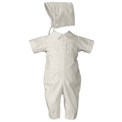 Cherubic Baby Boy's 2-piece Christening Coverall and Hat Set