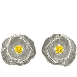 10k Gold November Birthstone Citrine Flower Stud Earrings