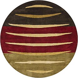 Hand-knotted Mandara Multi New Zealand Wool Rug (7'9 Round)
