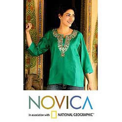 Women's Silk 'Royal Emerald' Tunic (India)