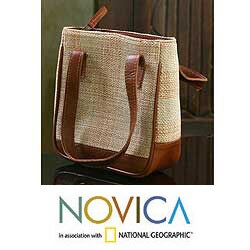 Leather and Cotton 'Petite Cinnamon' Handbag (Guatemala)