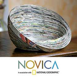 Recycled Paper 'Abstract News' Decorative Bowl (Guatemala)
