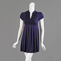 JFW Junior's Purple Ruffle-front Dress.