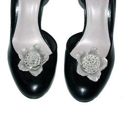 Absolutely Audrey Grey Flower Shoe Clips